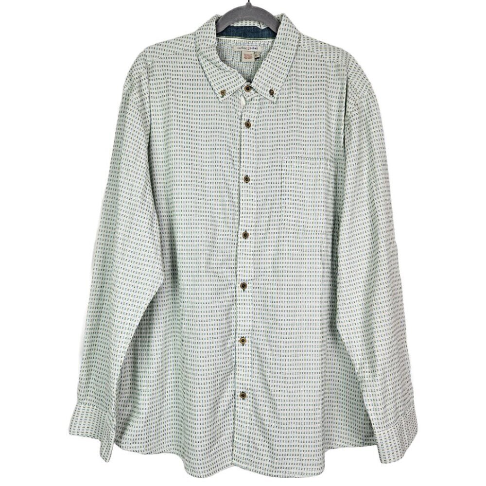 Carbon 2 Cobalt Blue/Green Rectangle Long Sleeve Button Down Shirt XL